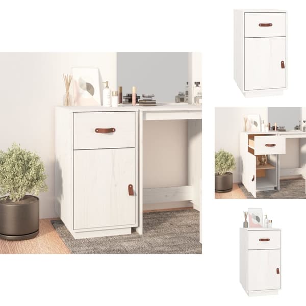 Opbevaringsskabe - Living skrivebordsskab 40x50x75 cm massivt fyrretræ hvid
