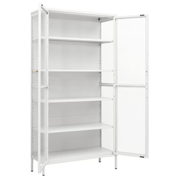 Förvaringsskåp & garderober - Living Vitrinskåp vit 90x40x180 cm stål och härdat glas