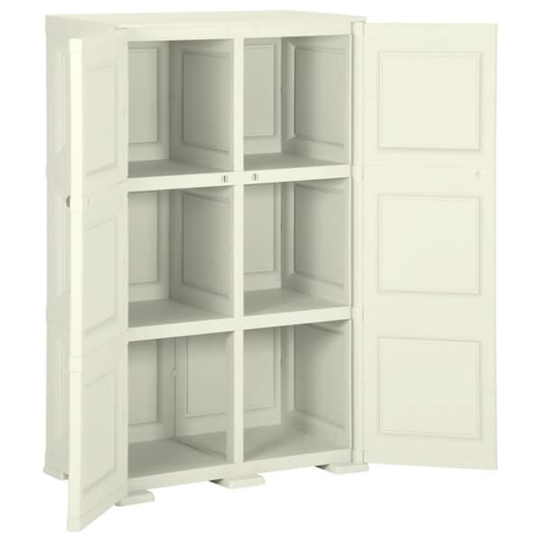 Opbevaringsskabe - Living plastikskab 79x43x125 cm trædesign vaniljehvid