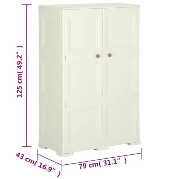 Opbevaringsskabe - Living plastikskab 79x43x125 cm trædesign vaniljehvid