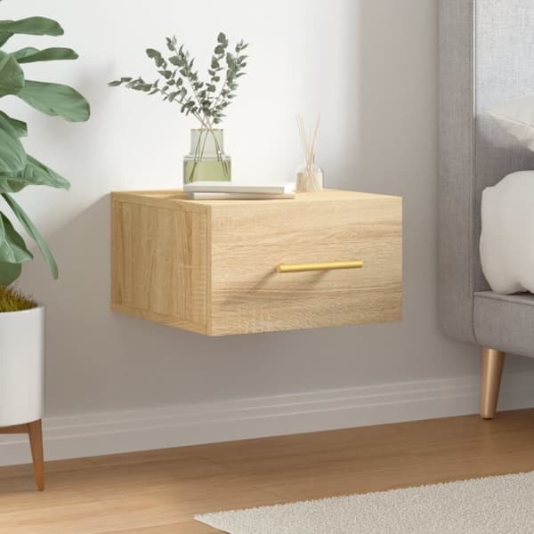 Opbevaringsskabe - Living væghængt sengebord 35x35x20 cm sonoma-eg