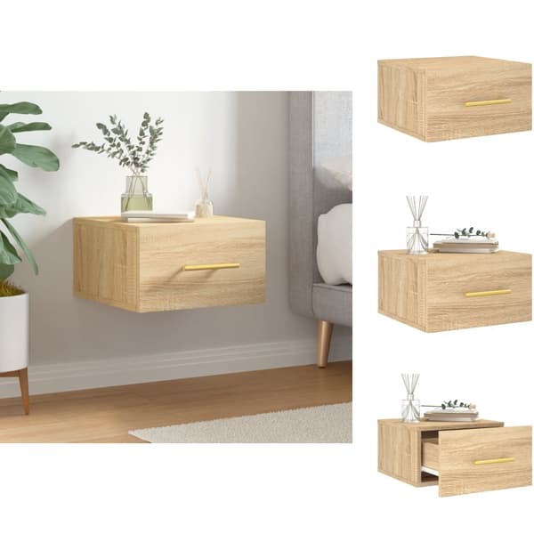 Opbevaringsskabe - Living væghængt sengebord 35x35x20 cm sonoma-eg