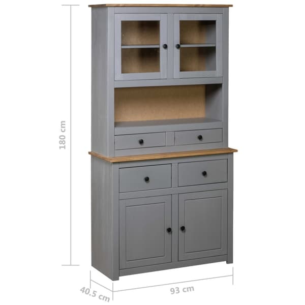 Opbevaringsskabe - Living skænk Panama-serien 93x40x80 cm massivt fyrretræ grå