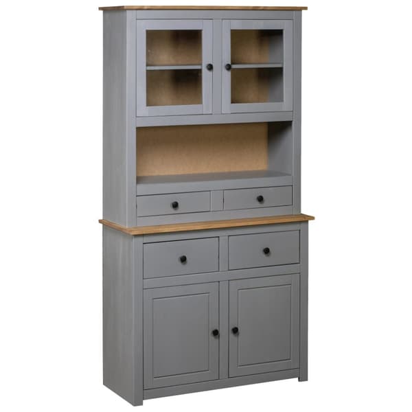 Opbevaringsskabe - Living skænk Panama-serien 93x40x80 cm massivt fyrretræ grå
