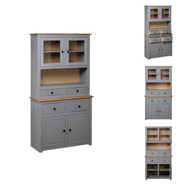 Opbevaringsskabe - Living skænk Panama-serien 93x40x80 cm massivt fyrretræ grå