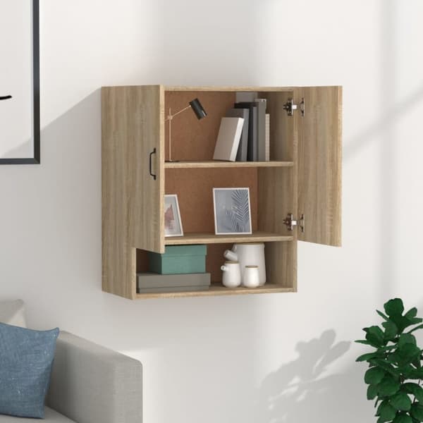 Opbevaringsskabe - Living vægskab 60x31x70 cm konstrueret træ sonoma-eg