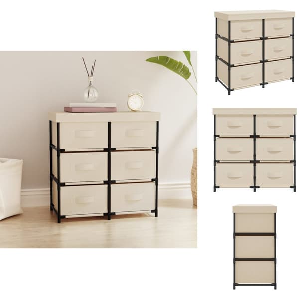 Förvaringsskåp & garderober - Living Byrå med 6 lådor 55x29x55 cm gräddvit stål