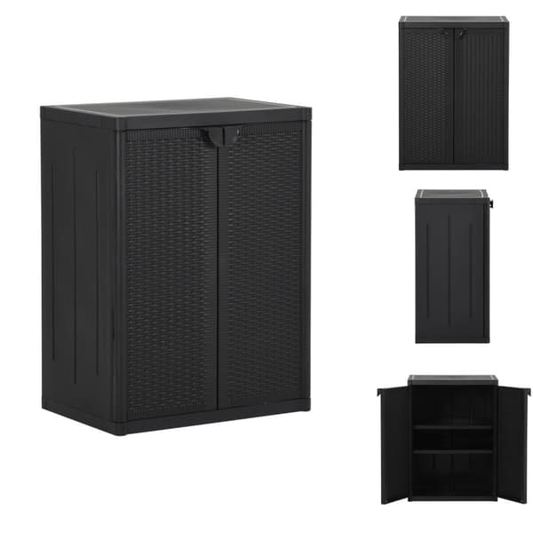 Opbevaringsskabe - Living opbevaringsskab til haven 65x45x88 cm PP-rattan sort