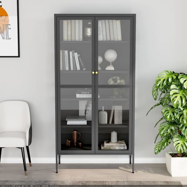Opbevaringsskabe - Living udstillingsskab 90x40x180 cm stål og hærdet glas antracitgrå