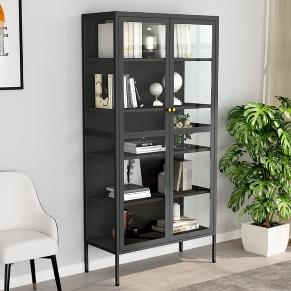Opbevaringsskabe - Living udstillingsskab 90x40x180 cm stål og hærdet glas antracitgrå