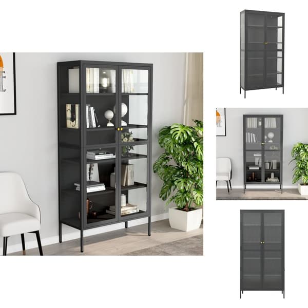 Opbevaringsskabe - Living udstillingsskab 90x40x180 cm stål og hærdet glas antracitgrå