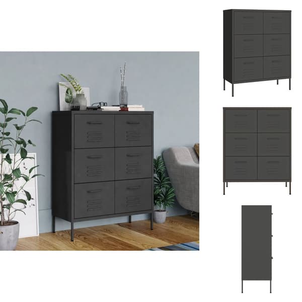 Opbevaringsskabe - Living kommode 80x35x101,5 cm stål antracitgrå