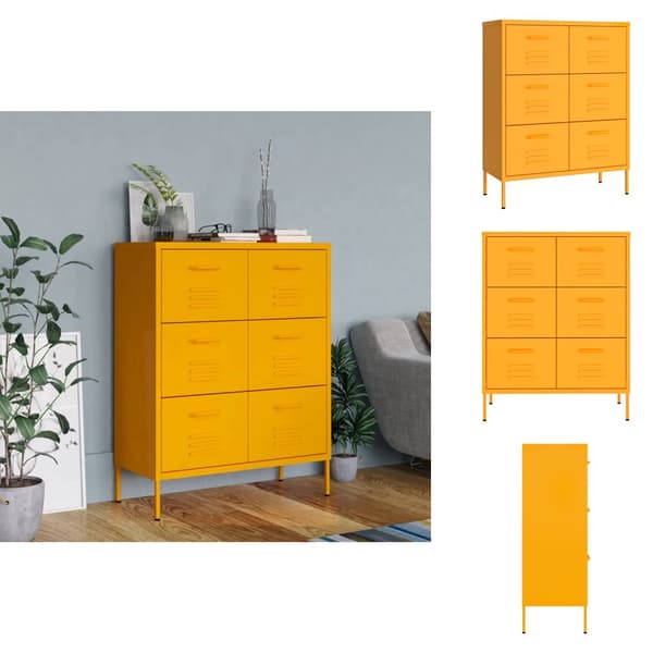 Opbevaringsskabe - Living kommode 80x35x101,5 cm stål sennepsgul