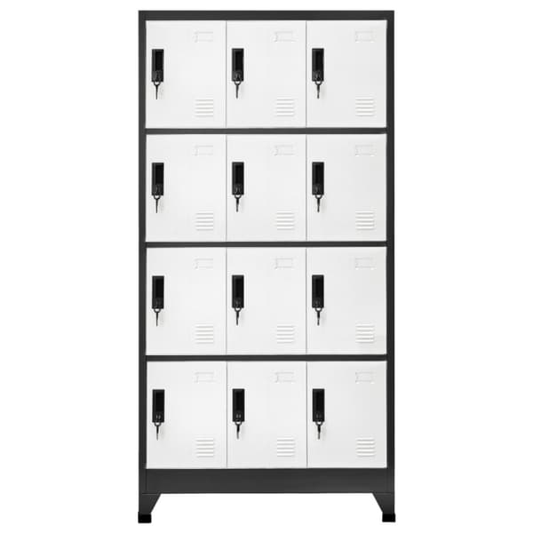 Opbevaringsskabe - Living skab 90x45x180 cm stål antracitgrå og hvid