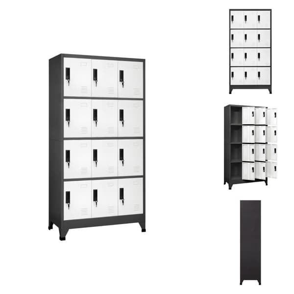 Opbevaringsskabe - Living skab 90x45x180 cm stål antracitgrå og hvid