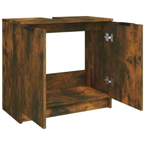 Förvaringsskåp & garderober - Living Badrumsskåp rökfärgad ek 64,5x33,5x59 cm konstruerat trä