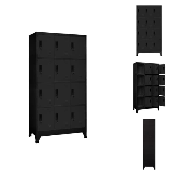 Förvaringsskåp & garderober - Living Förvaringsskåp svart 90x45x180 cm stål