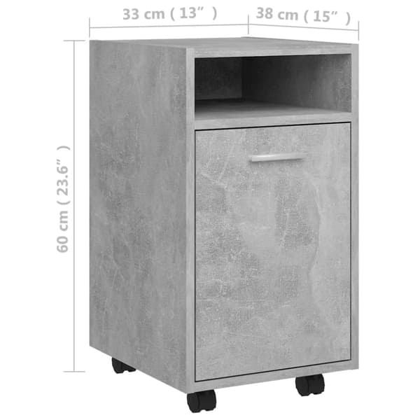 Opbevaringsskabe - Living sideskab med hjul 33x38x60 cm spånplade betongrå