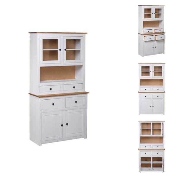 Opbevaringsskabe - Living skænk Panama-serien 93x40x80 cm massivt fyrretræ hvid