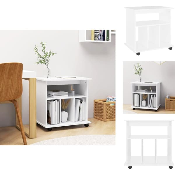 Förvaringsskåp & garderober - Living Skåp med hjul vit 60x45x60 cm konstruerat trä