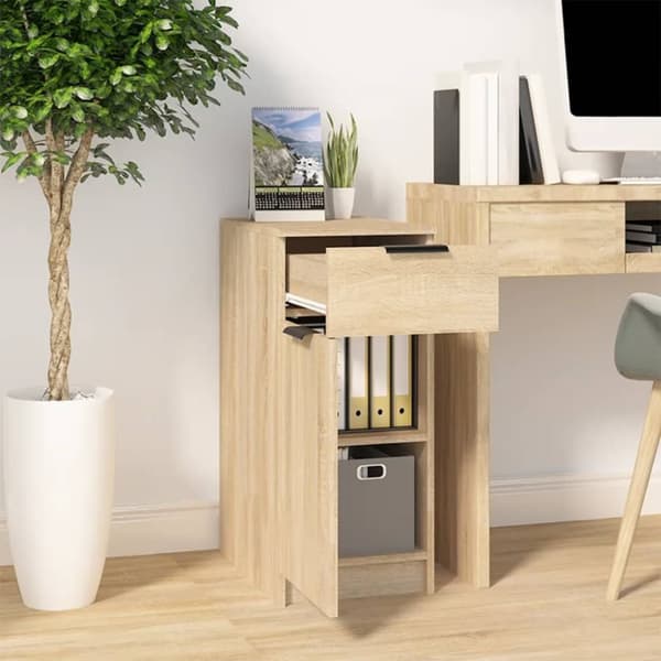 Opbevaringsskabe - Living skrivebord 33,5x50x75 cm konstrueret træ sonoma-eg