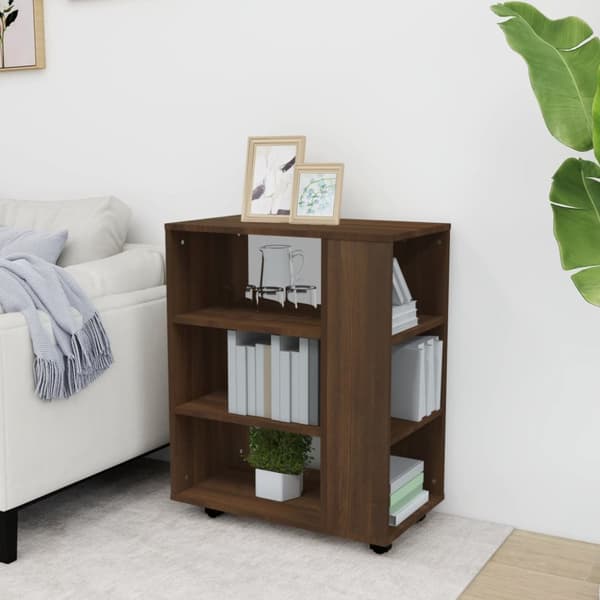 Opbevaringsskabe - Living skab med hjul 60x35x75 cm konstrueret træ brun egetræsfarve