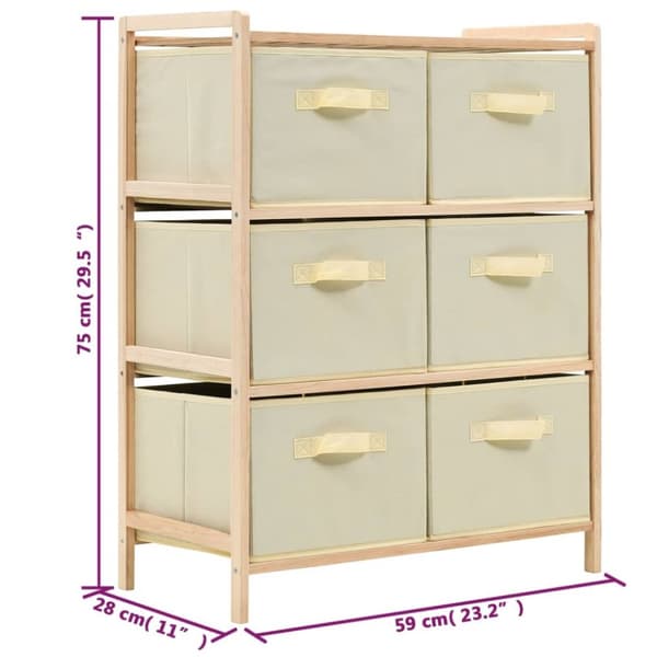 Opbevaringsskabe - Living opbevaringsstativ med 6 stofkurve cedertræ beige