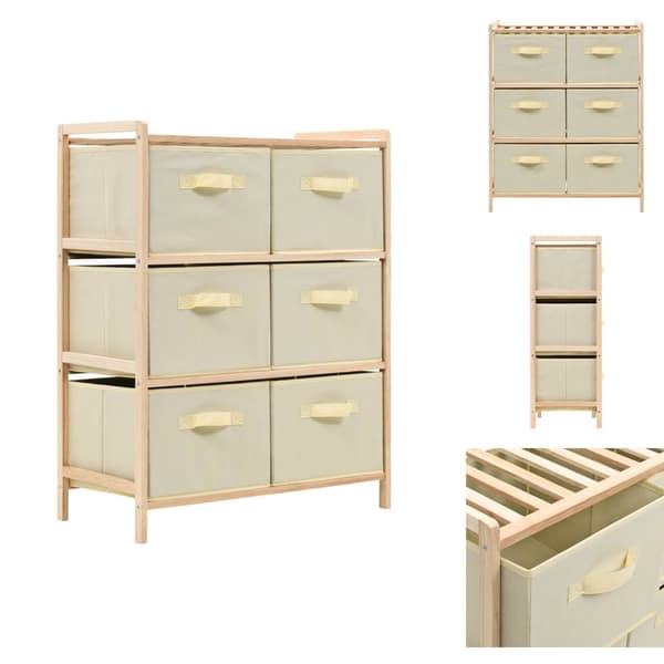 Opbevaringsskabe - Living opbevaringsstativ med 6 stofkurve cedertræ beige