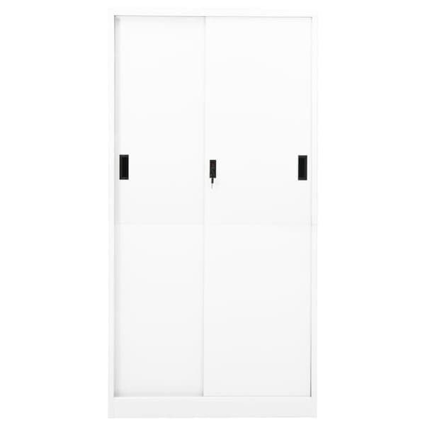 Förvaringsskåp & garderober - Living Dokumentskåp med skjutdörr vit 90x40x180 cm stål