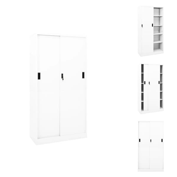 Förvaringsskåp & garderober - Living Dokumentskåp med skjutdörr vit 90x40x180 cm stål