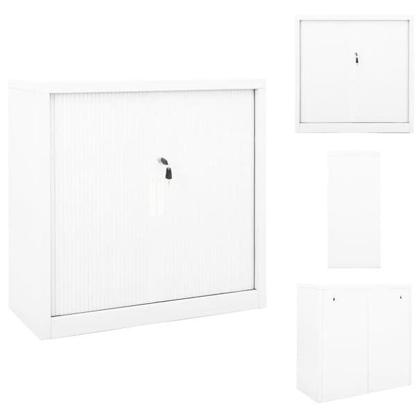 Förvaringsskåp & garderober - Living Dokumentskåp med skjutdörr vit 90x40x90 cm stål
