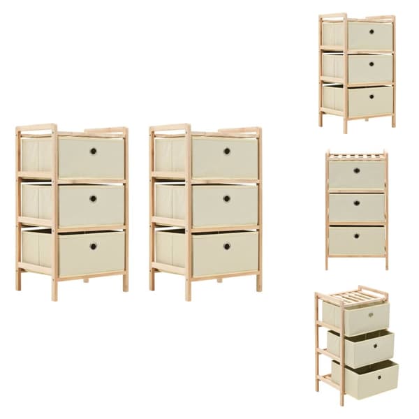 Säilytys- & lukkokaapit - Living Säilytystelineet 3 kangaskorilla 2 kpl setripuu beige