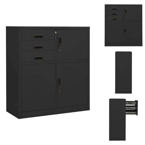 Förvaringsskåp & garderober - Living Dokumentskåp antracit 90x40x102 cm stål
