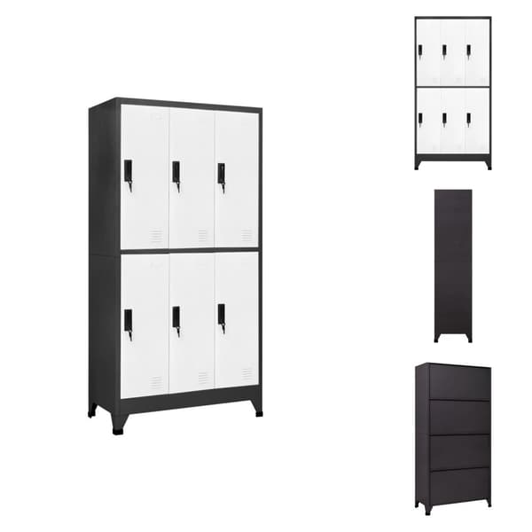 Förvaringsskåp & garderober - Living Förvaringsskåp antracit och vit 90x45x180 cm stål