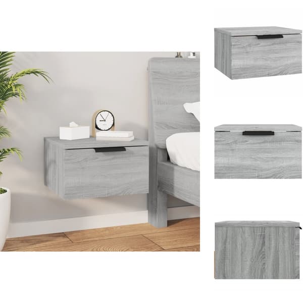 Opbevaringsskabe - Living væghængt sengebord 34x30x20 cm grå sonoma-eg