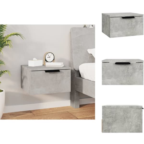 Opbevaringsskabe - Living væghængt sengebord 34x30x20 cm betongrå