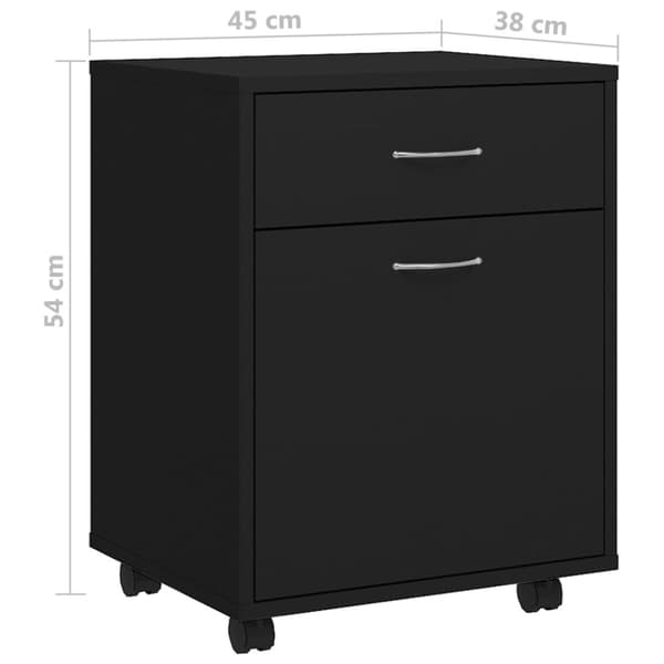 Opbevaringsskabe - Living rullende arkivskab 45x38x54 cm spånplade sort