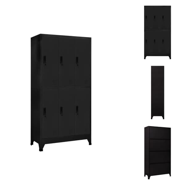 Förvaringsskåp & garderober - Living Förvaringsskåp svart 90x45x180 cm stål