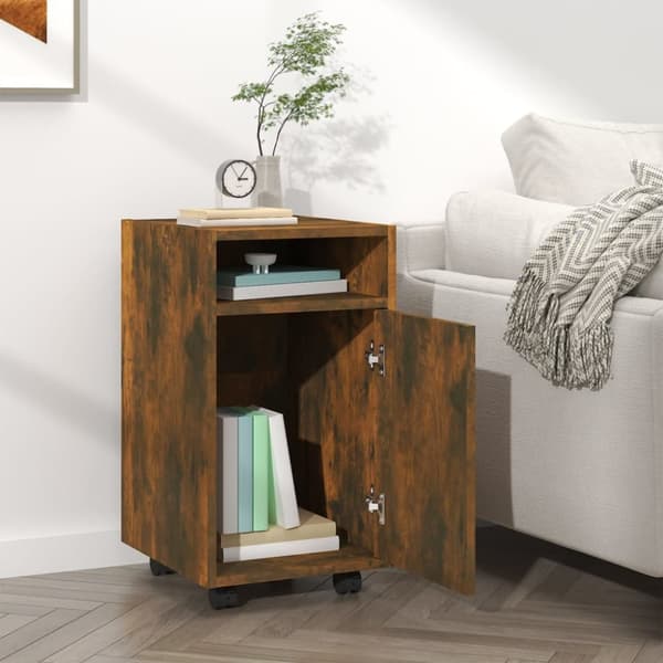 Opbevaringsskabe - Living skab med hjul 33x38x60 cm konstrueret træ røget eg