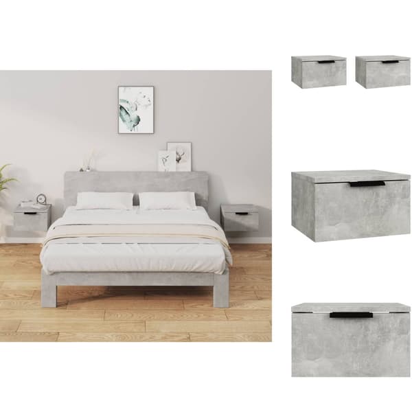 Förvaringsskåp & garderober - Living Väggmonterade sängbord 2 st betonggrå 34x30x20 cm