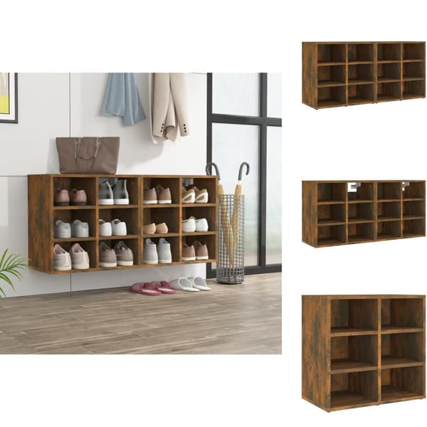 Opbevaringsskabe - Living skoreoler 2 stk. 52,5x30x50 cm røget egetræ