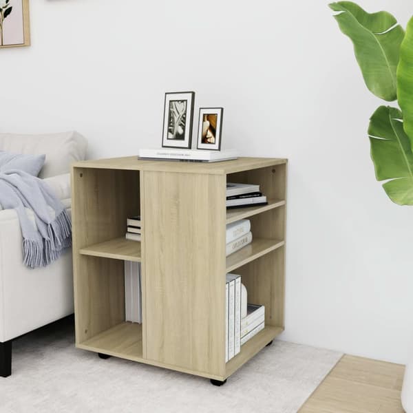Opbevaringsskabe - Living skab med hjul 60x53x72 cm konstrueret træ sonoma-eg
