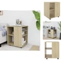 Miniatyrbillede 1 af 10: Opbevaringsskabe - Living skab med hjul 60x53x72 cm konstrueret træ sonoma-eg