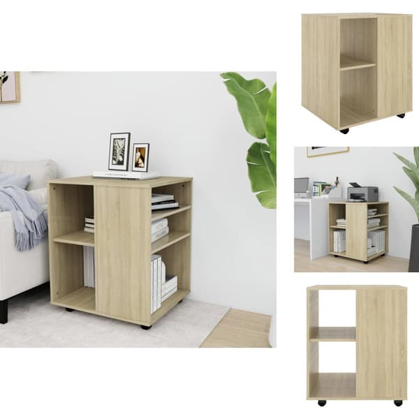 Opbevaringsskabe - Living skab med hjul 60x53x72 cm konstrueret træ sonoma-eg