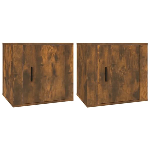 Förvaringsskåp & garderober - Living Sängbord 2 st Rökfärgad ek 50x39x47 cm