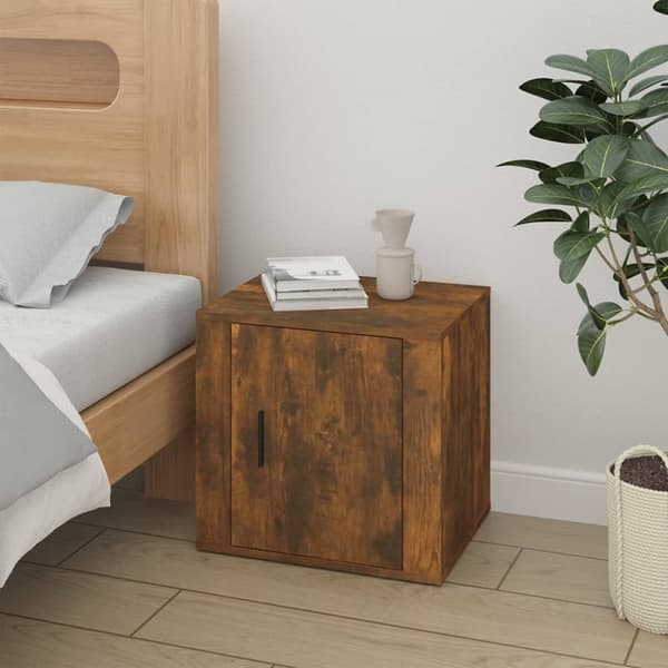 Förvaringsskåp & garderober - Living Sängbord 2 st Rökfärgad ek 50x39x47 cm