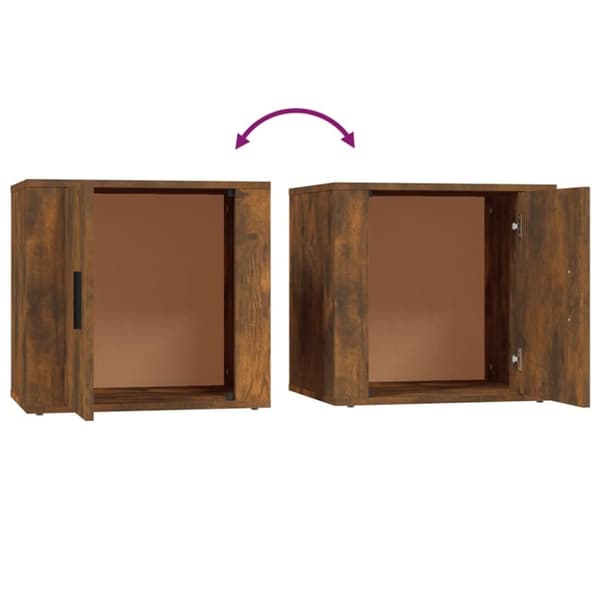 Förvaringsskåp & garderober - Living Sängbord 2 st Rökfärgad ek 50x39x47 cm