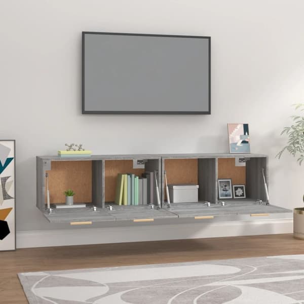 Opbevaringsskabe - Living vægskabe 2 stk. 80x35x36,5 cm konstrueret træ grå sonoma-eg