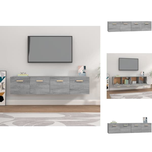 Opbevaringsskabe - Living vægskabe 2 stk. 80x35x36,5 cm konstrueret træ grå sonoma-eg