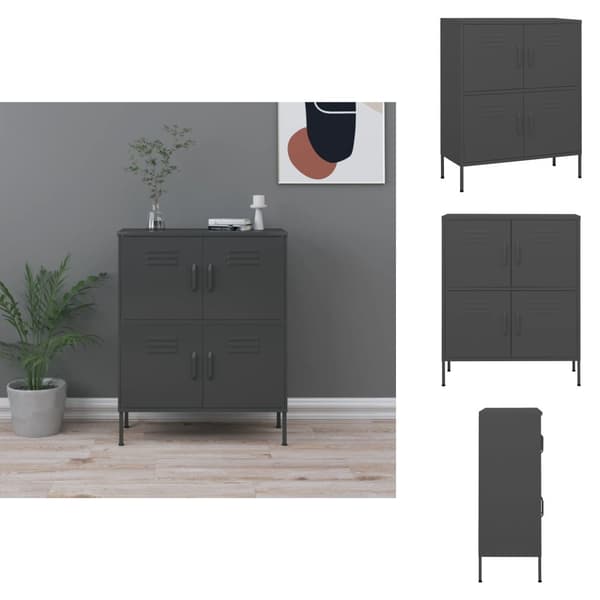 Opbevaringsskabe - Living opbevaringsskab 80x35x101,5 cm stål antracitgrå